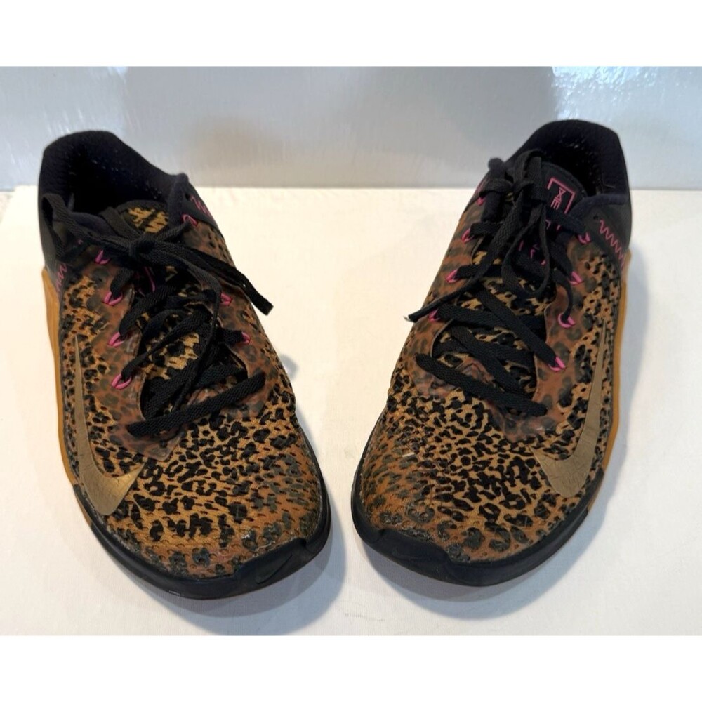 Nike Metcon 6 FlyEase Women Sz 8 Leopard Print Black Pink AT3160-096 Training